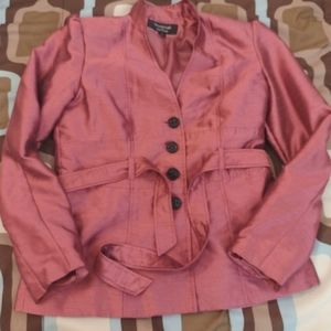 Signature by Larry Levine jacket with belt wine color sz 6 satin
